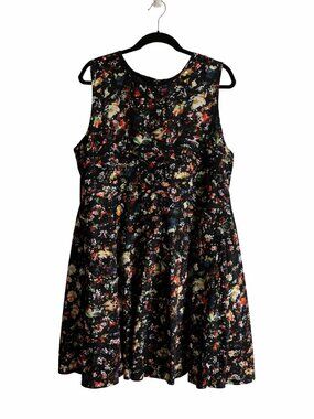 GAP Size 20 Black Abstract Print A-Line Dress Sleeveless Fit & Flare